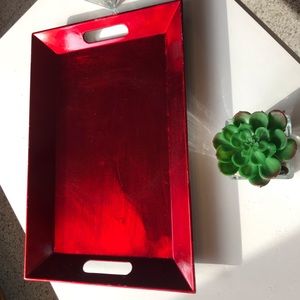 Red Plastic Tray w/ handles & 45* angle edges